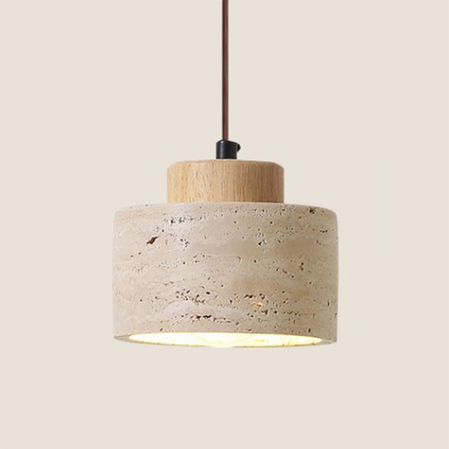 MTNROO Vintage Cylindrical Industrial Pendant Lights Modern Yellow Travertine Hanging Light Japanese Wabi-sabi Style Chandelier Old Style Pastoral Ceiling Lighting Fixture for Foyer Shop Commercial