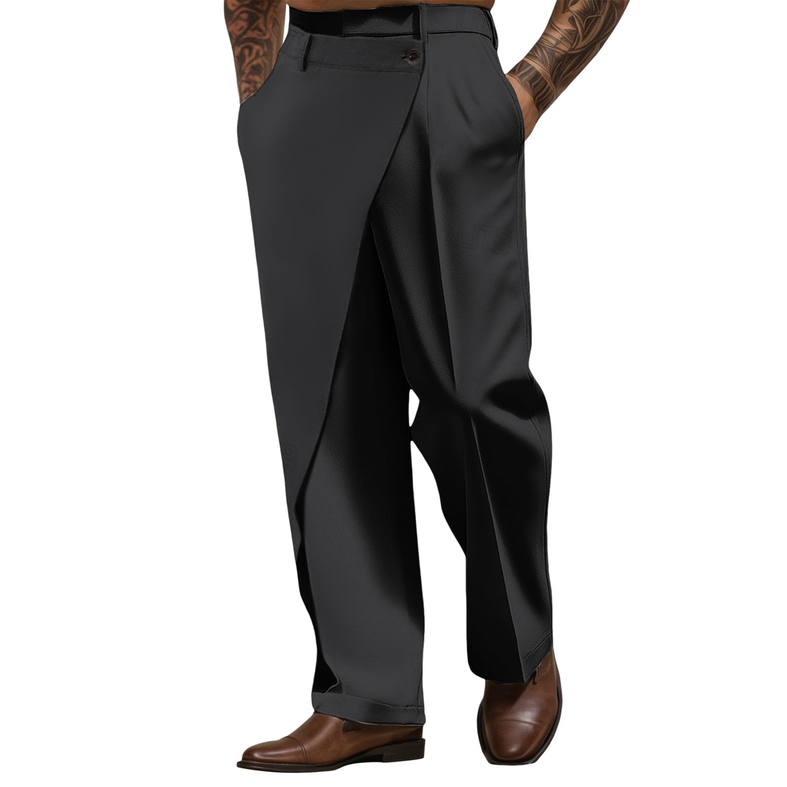 Générique Pantalon Costume Homme Coupe Droite Confort Douceur Long ExtéRieur Mode Streetwear Micro Stretch VêTement Design AsyméTrique Pantalon Homme Travail pour Bureau Mariages
