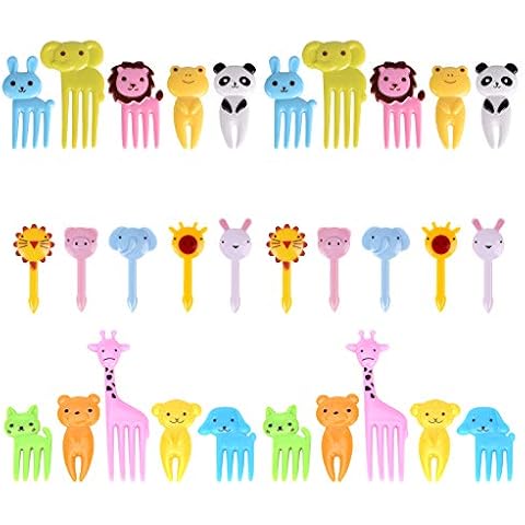 GO Fresh Food Picks for Kids, 30 Pieces Animal Bento Deco Set, Mini Bento Decorations Set for Baby Showers and Kids Parties, Mini Cartoon Toothpick, Bento Lunch Deco Cover