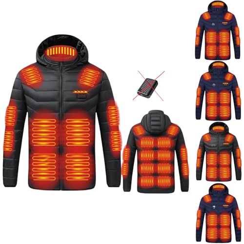 Sdwingk Mens Heated Jacket 21 Heating Zones Hooded Coat USB Heating Jackets Winter Warm Thermal...