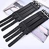 LOLIAS 2PCS Genuine Leather Wristband Bracelet for Mens Women Triple Strap Wide Wristband Cuff Wrap Gauntlet Bracelet Buckle Fastening Arm Armor Cuff Belt Unisex Couple Bangle,Black/Brown #5