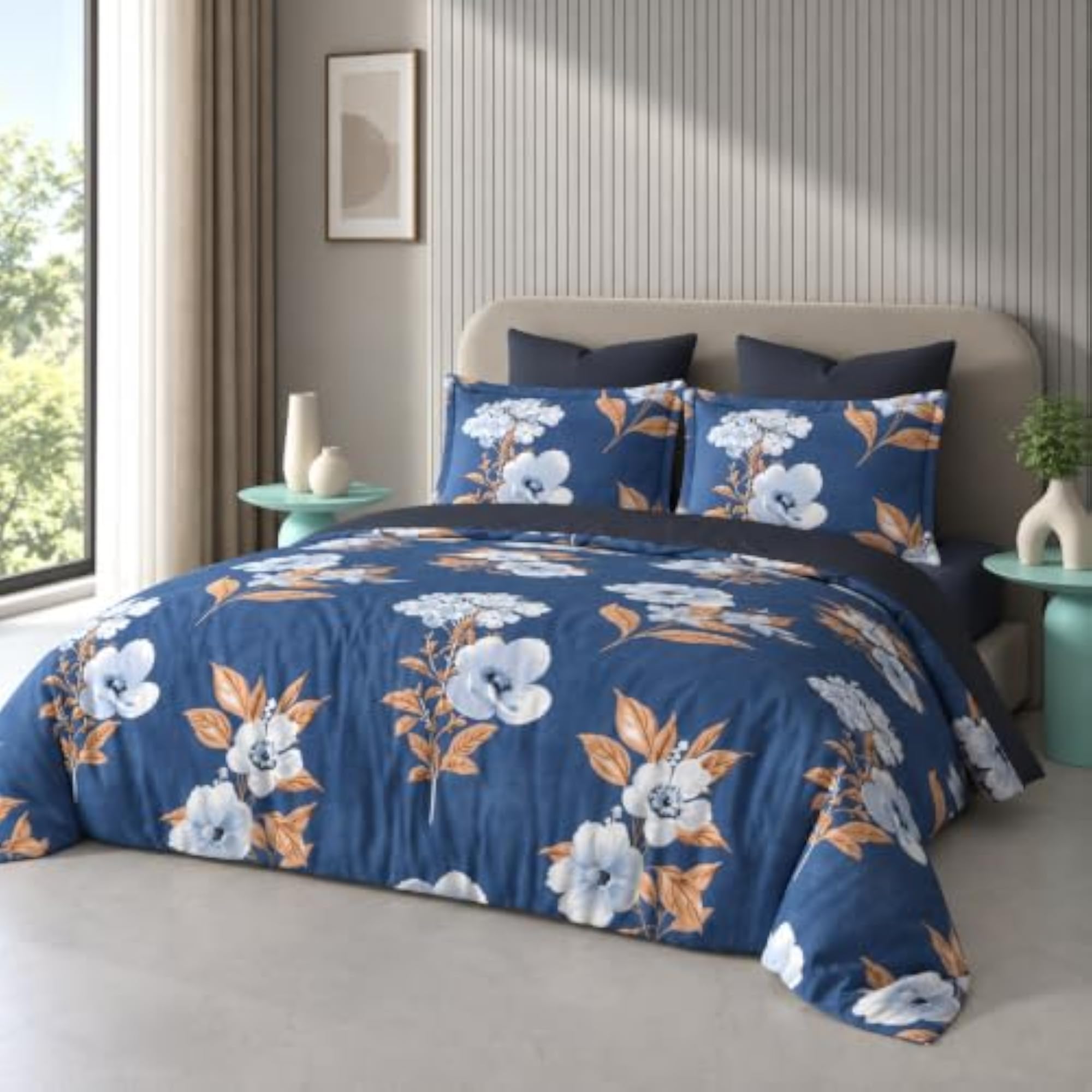 Raymond 100% Cotton Floral Printed Double Size Bedsheet