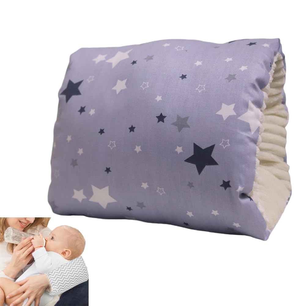 LENOTEX Cotton Nursing Pillow for Breastfeeding & Bottle Feeding - Skin-Friendly Washable Mini Arm Pillow with Ergonomic Support for Mom, Portable Design (Stars)