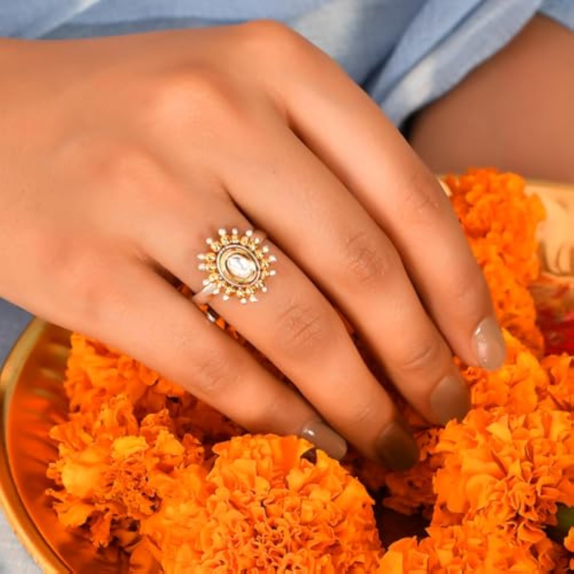 Veerangana Pearls & Kundan Statement Ring