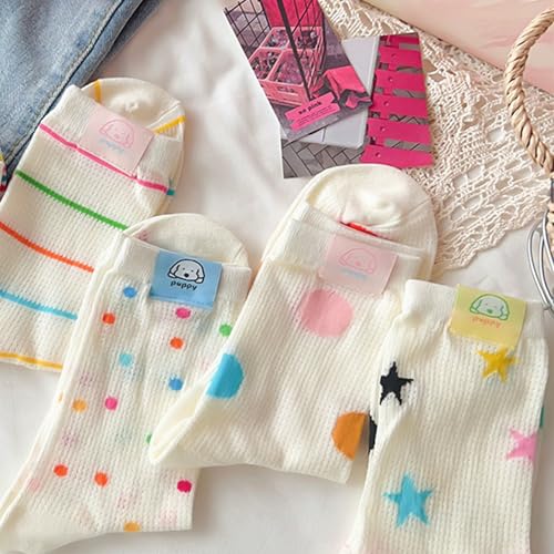 Image of Women's Cute Crew Socks, Casual Athletic Cotton Bowknot Cherry Calf Novelty Socks for Women