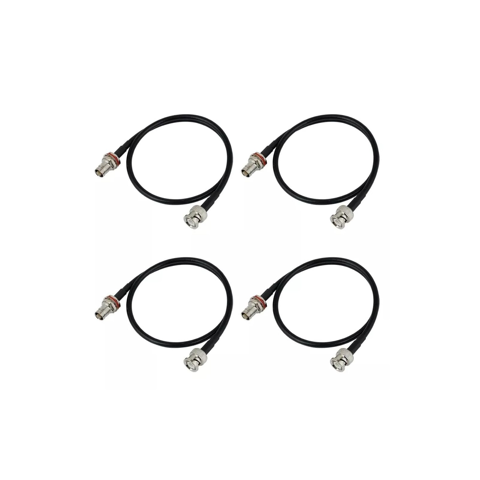 Kit de montage d'antenne de 48,3 cm pour récepteur de microphone sans fil - Panneau avant 1U 4 ports avec 4 câbles BNC 40