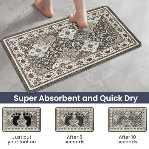 Image of MAXOSHINE PVC Bathroom Mats Anti Slip | Water Absorbent Bath Floor Mat | Quick Dry Anti Skid Bathroom Mats for Home | Door Mat for Wet Area 40x60 CM (Persian Grey)