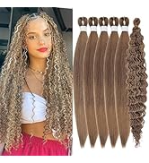 Dark Ash Blonde Braiding Hair Pre Stretched for Boho Braids Mixed Synthetic Deep Wave Boho Braids...