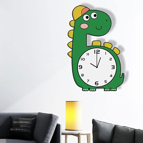 Miniatura 5 de Reloj de pared Green Dinosaur Cartoon Wall Clock Child Silent Kawaii Hanging Clock Colorful Animal Cute Wall Clock for Kids Rooms Nursery Office Home
