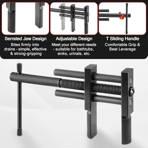 Llave ajustable para desagüe de tina con mango en T miniatura 5