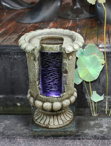Open Urn Waterfall with Lights