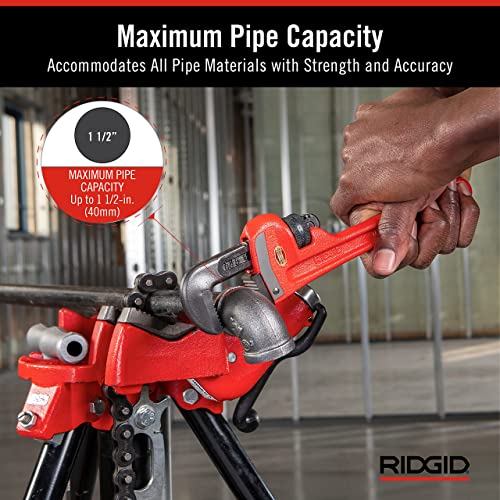 Image of RIDGID 31010 Model 10 Heavy-Duty Straight Pipe Wrench, 10-inch Plumbing Wrench, Red, Black, 250mm (10in)