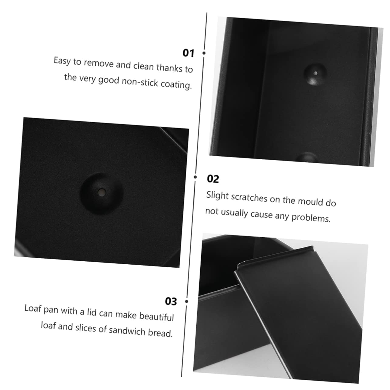PRETYZOOM Backform mit Deckel aus Eisen für Zuhause Schwarze Kastenform mit Antihaftbeschichtung für Backen und Ausgezeichnete Wärmeleitung