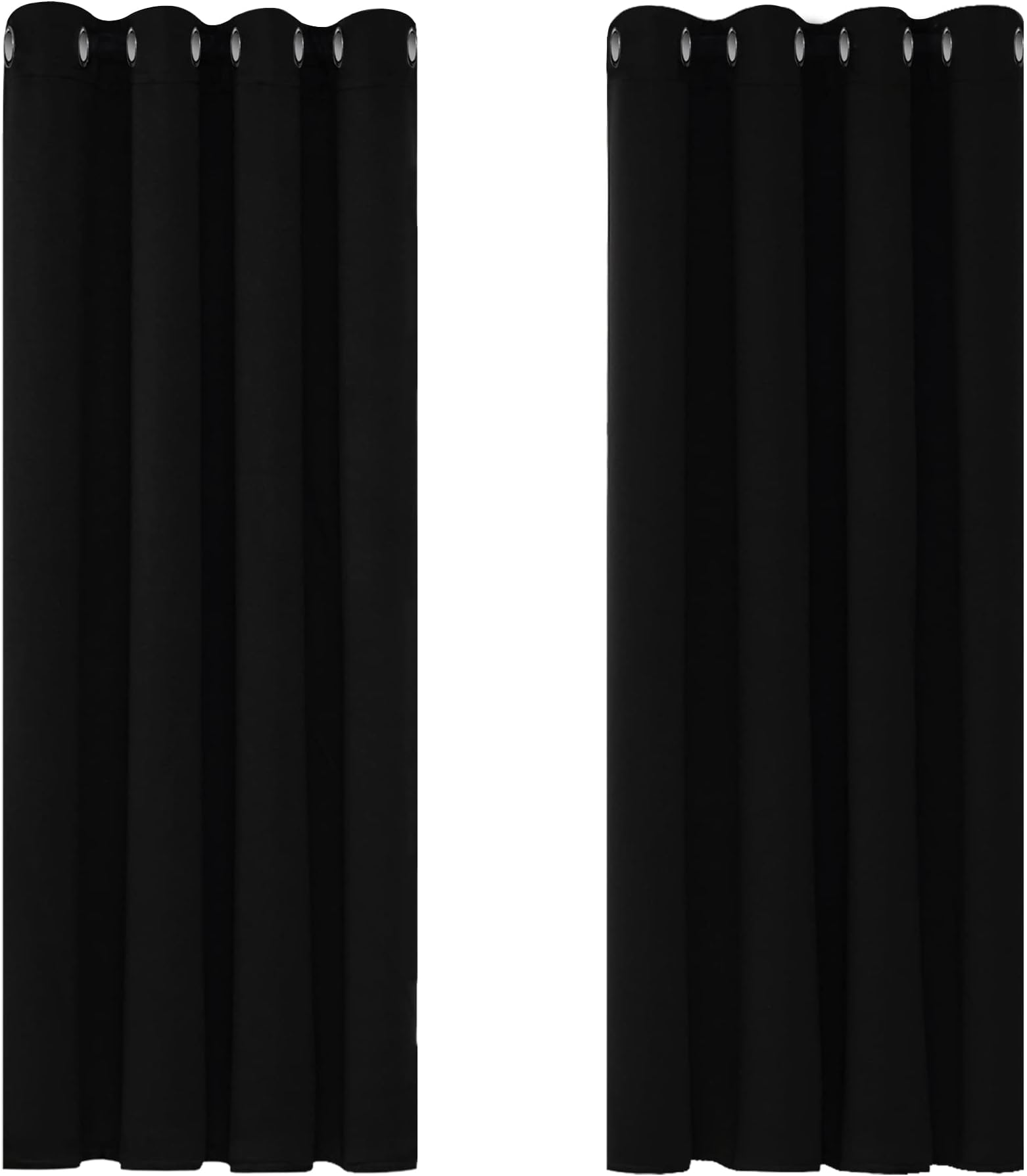 Deconovo Blackout Curtains Bedroom Super Soft Thermal Insulated Eyelet Blackout Curtains for Living Room 46 x 54 Inch Black 2 Panels