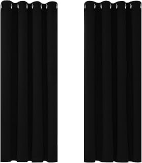 Deconovo Blackout Curtains Bedroom Super Soft Thermal Insulated Eyelet Blackout Curtains for Living Room 46 x 54 Inch Black 2 Panels