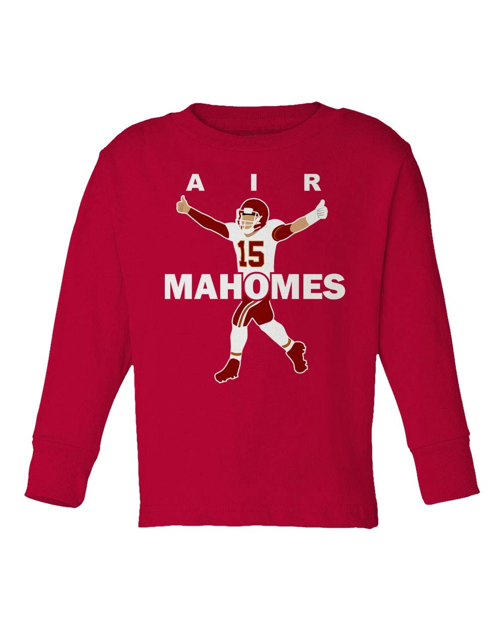 Baku Apparel Kansas AIR Mahomes Football Little Kids Girls Boys Long Sleeve Toddler T-Shirt (Red, 5T)