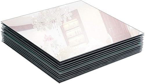 Murrey Home Espejos de gimnasio de 8 pulgadas, espejo cuadrado montado en la pared, azulejos de espejo sin marco para pared, techo, bandeja de