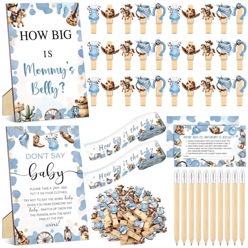 Wonderjune 114 Pcs Our a Little Cowboy Is on The Way Baby Shower Game
