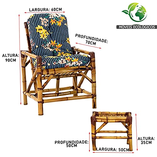 Jogo De Sofá De Bambu Poltronas Cadeira De Vime, para ára, varanda, edícula, sacada, área gourmet, a