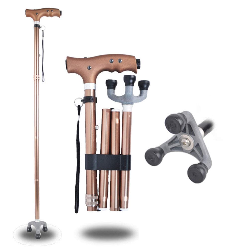 BJH Bastones Plegables para Mujeres y Hombres, bastón Ajustable con luz LED y Puntas de Goma, bastón de Aluminio para Personas Mayores con Artritis y discapacitados Interesting
