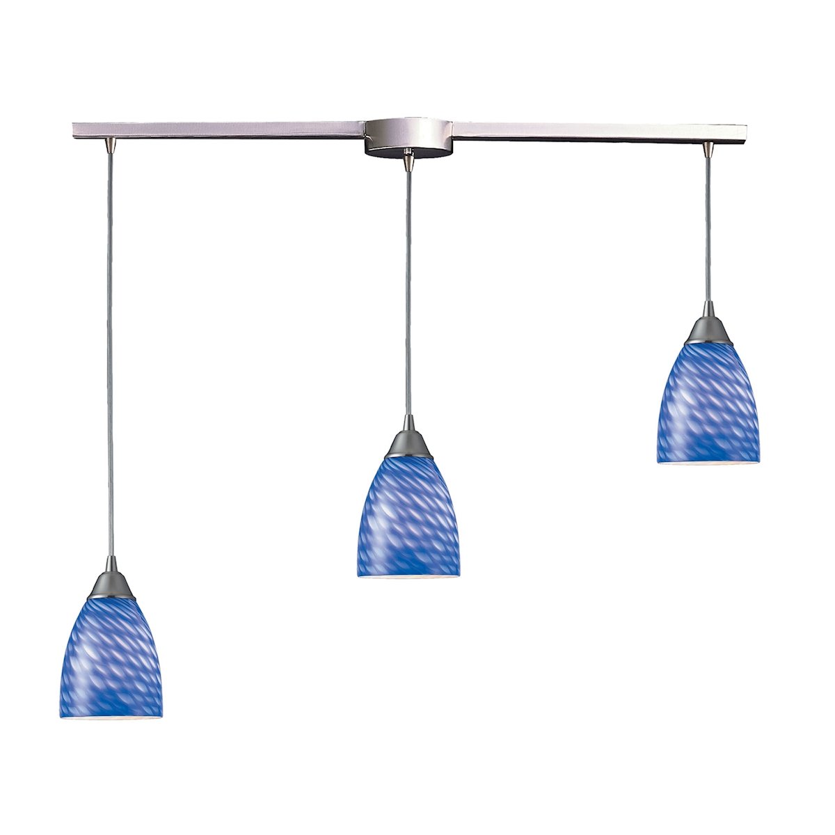 Elk 416-3L-S 3 Satin Nickel and Sapphire Glass Pendant Light