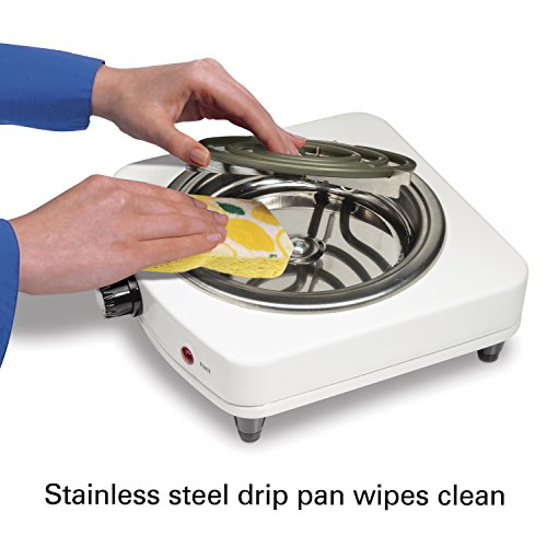 Proctor Silex Electric Single Burner, Compact And Portable, Adjustable Temperature Hot Plate, 1000 Watts, 120V, White & Stainless (34103) #TOP1
