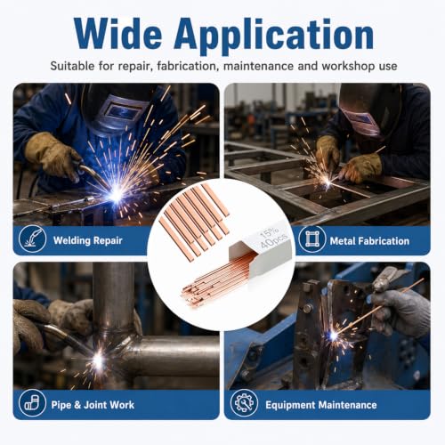 Image of Tandefio 15% Silver Brazing Rods AWS BCuP-5 40 Sticks, Silver Solder Flat Welding Rods 0.050 inchx1 /8 inchx10 inch for Air Conditioning, Refrigerator, Cold Storage & HVAC Units, Phos Copper Brazing Alloys