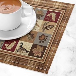 Retro Rustic Lodge Placemats Set of 6, Vintage Cabin Farmhouse Country Style Place Mats, Heat Resistant Non Slip Cotton Linen Dining Table Mats for Home Kitchen 18x12 Inch Retro Rustic Lodge Placemats Set of 6 Vintage Cabin Farmhouse Country Style Place Mats Heat Resistant Non Slip Cotton Linen Dining Table Mats for Home Kitchen 18×12 Inch