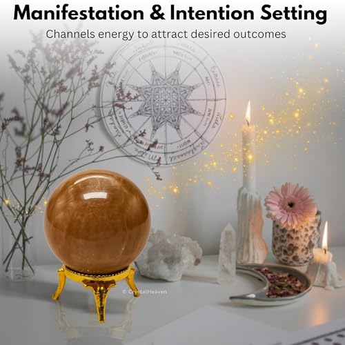 Image of Certified Peach Moonstone Crystal Ball for Meditation - Premium Crystal Vastu Items for Home and Feng Shui Items for Good Luck - Ideal for Pooja Supplies and Spiritual Practices (1.5 inch Inch)
