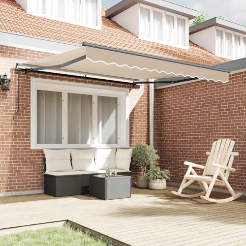 Auvent terrasse robuste store rétractable beige 350x250cm acier durable - 4
