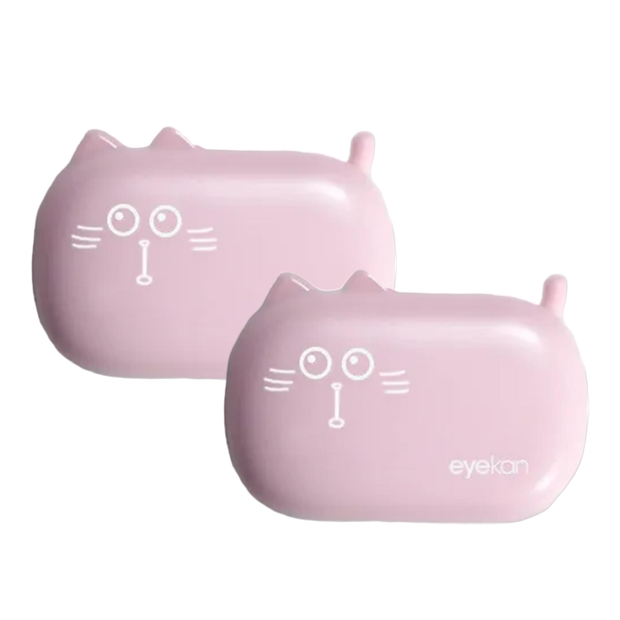 AUGEN Travel Contact Lens Case Cat Pink with Mirror, Solution Bottle, Lens Plucker and Lens Holder Stick (Pack of 2)