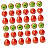 Parliky 50 piezas Cuentas de Madera Fresa para Hacer Pulseras y Collares DIY Dijes Frutales Coloridos para Manualidades y Decoración del Hogar Accesorios Naturales para Joyería Artesanal