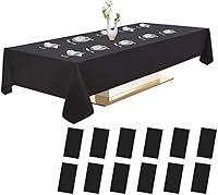 Vista 13 de Urby Manteles de plástico desechables blancos para mesas rectangulares de 8 pies, ideal para servir como picnic, fiesta, exterior o comedor, mantel