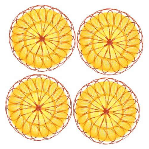 STOBAZA 4pcs Imitation Rattan Storage Basket Fruit Basket Container for Food Bread Basket Imitation Rattan Basket Woven Storage Baskets Snack Containers Woven Baskets Pp Yellow re-usable