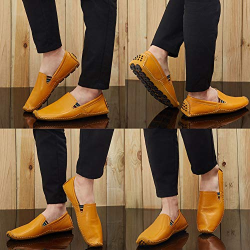 Image of Men's Driving Shoes Leather Slipper Casual Slip on Loafers | Top Grain Leather Upper, Moccasin Toe, Slip-on, Traction Rubber Outsole, Mens Dress Shoes, Mens Casual Loafers