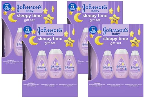 Image of Johnson's Baby Sleepy Time Gift Set with Calming Bedtime Bath, Bedtime Lotion & Calming Shampoo, Baby Bedtime Essentials with Relaxing NaturalCalm Aromas, Hypoallergenic, 3 Items (Pack of 4)