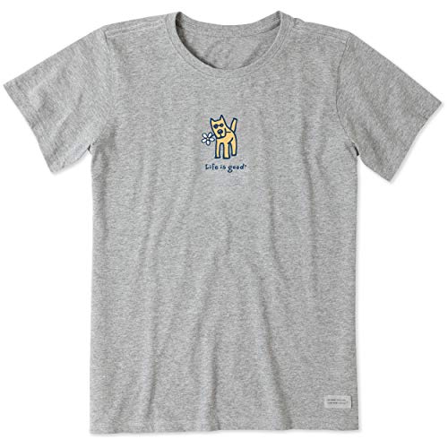 Life Is Good Women's Vintage Crusher Tee Rocket with Daisy, Heather Gray, Heather Gray, XL
