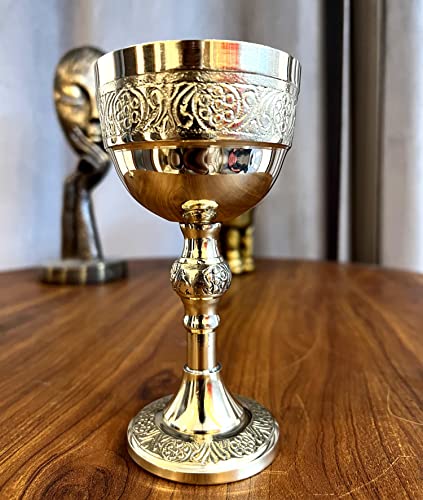 Morcomart Vintage Brass Liquor Goblet Medieval Inspired Chalice Goblet Handmade Gothic Theme Goblet Glass (Pack Of 1) #TOP2