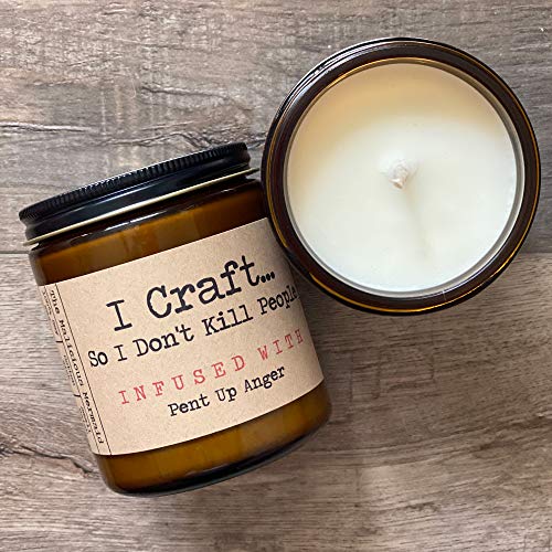 I Craft So I Don't Kill People Infused With Pent Up Anger | Premium Soy Wax Candle | The Malicious Mermaid | Amber Jar Candle | Made in USA | Snarky Candles | Scented Candles For Women And Men
