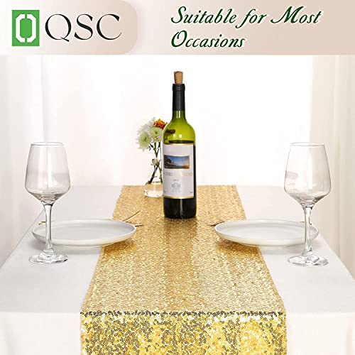Oqsc Gold Table Runners - Sequin Table Runner Glitter Table Runner For Birthday Party Supplies, 10 Pcs, Gold #TOP3