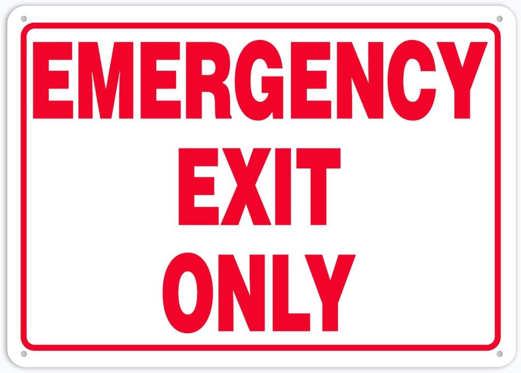 8"x12" Tin Metal Sign - Emergency Exit Only - Decorative Wall Sign For Home, Gate, Garden, Bars, Restaurants
