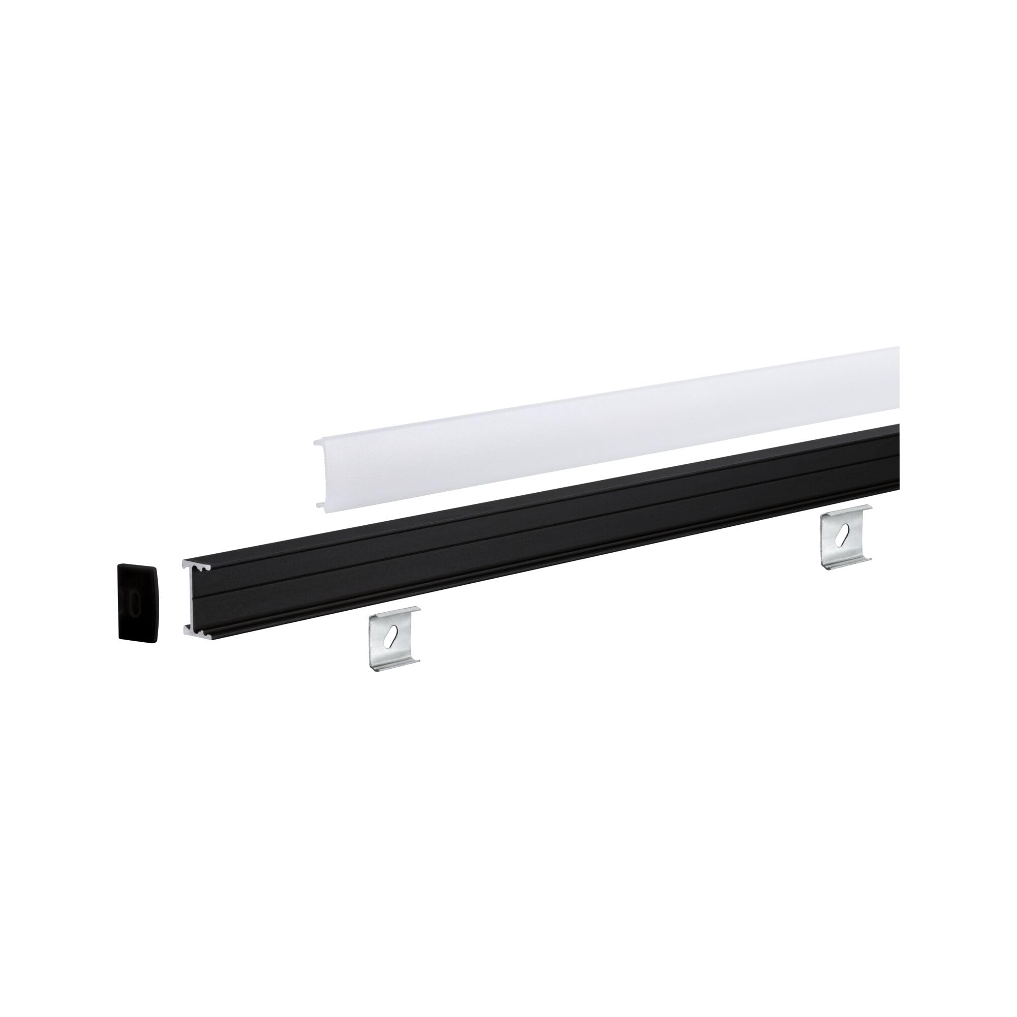 Paulmann 78903 Profil Square mit weißem Diffusor 2m LED-Kanäle Schwarz Leisten Aluminium, Kunststoff Stripe