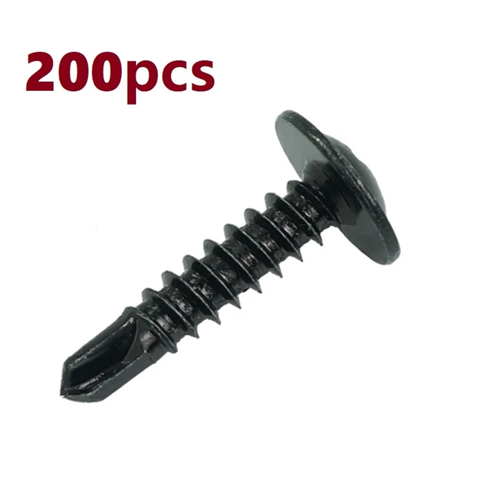 Schwarze Schrauben, selbstschneidende Schrauben, M4,2, große Flachkopf-Bohrschwanzschraube, elektrische Bohrschraube, 100-teiliges/200-teiliges Set(Color:200pcs,Size:50MM_M4.2)