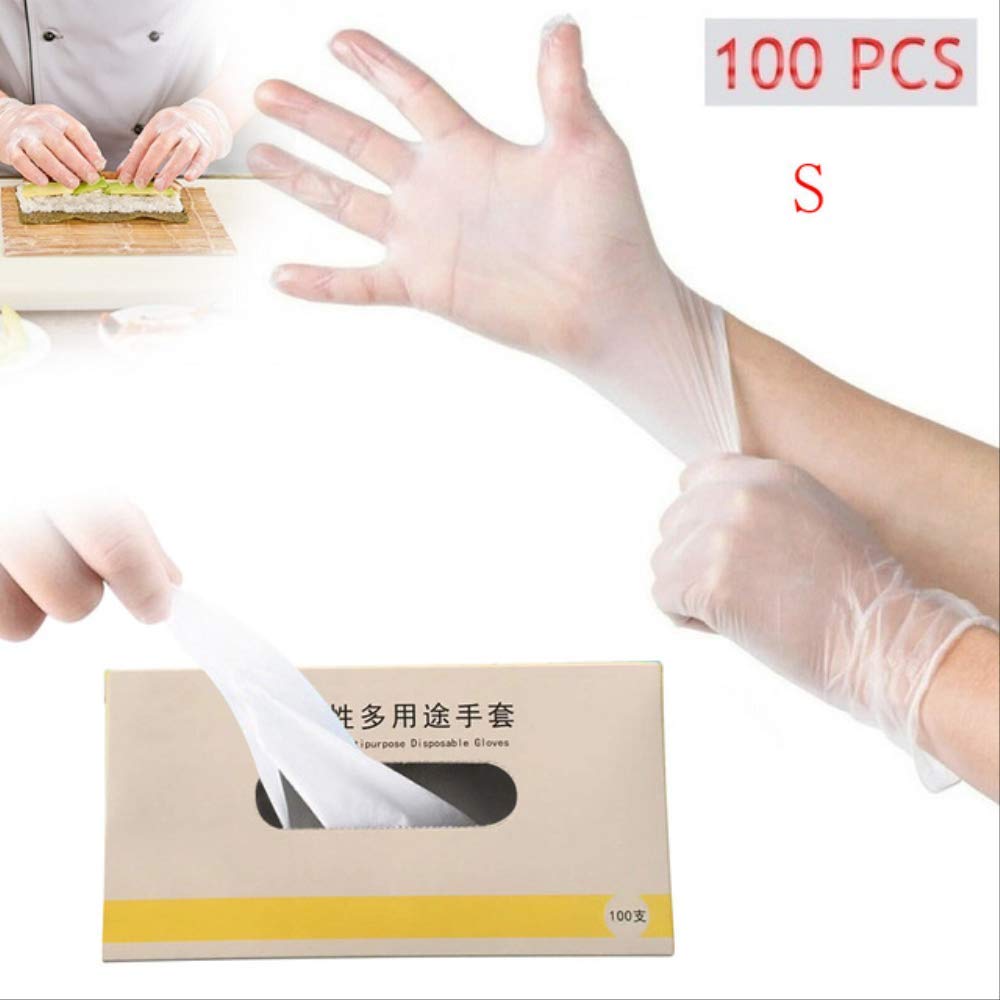 100 Pieces Of Disposable Gloves, Household Cleaning Protective Gloves, Virus Protection, Bacteria Protection, Latex, Food Grade Catering Industry Plastic Hand Protection China S 6.5CM to 7.5CM