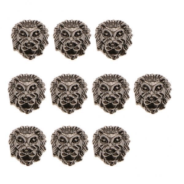 SNAPPSY 2x10 Pcs Metal Lion Head Bracelet Necklace Connector Charm Beads Silver Copper-image-38