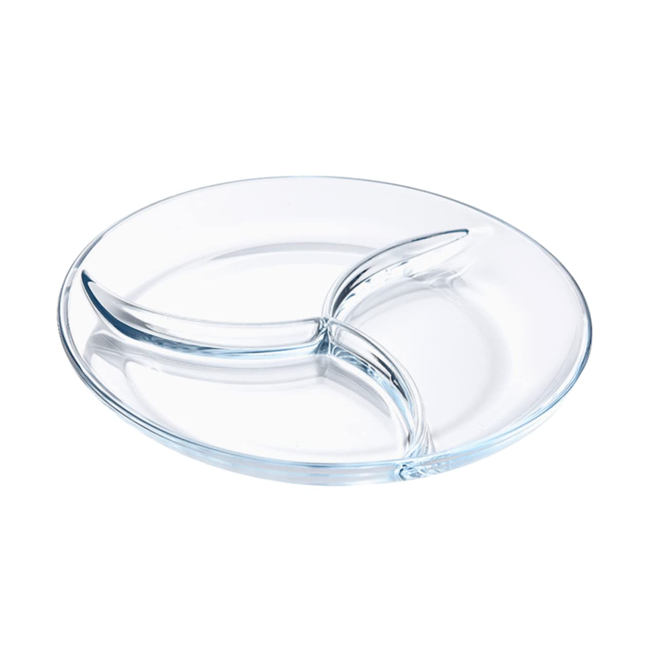 SOLUSTRE Assiette Divisée en Verre Trempé 3 Compartiments, Légère et Facile à Utiliser pour Barbecues et Réunions de Famille, Contrôle des Portions