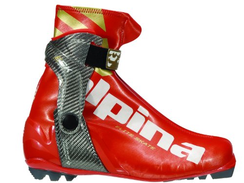 Alpina ESK Elite Series Cross-Country Nordic Skate Boots, Red/Gold, 46