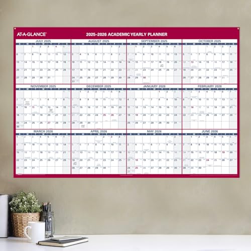 AT-A-GLANCE Erasable Calendar 2025-2026, Dry Erase Wall Planner, 48\" x 32\", Extra Large, Academic Year, Double Sided, Horizontal/Verical (PM36AP28) - Thumbnail 2