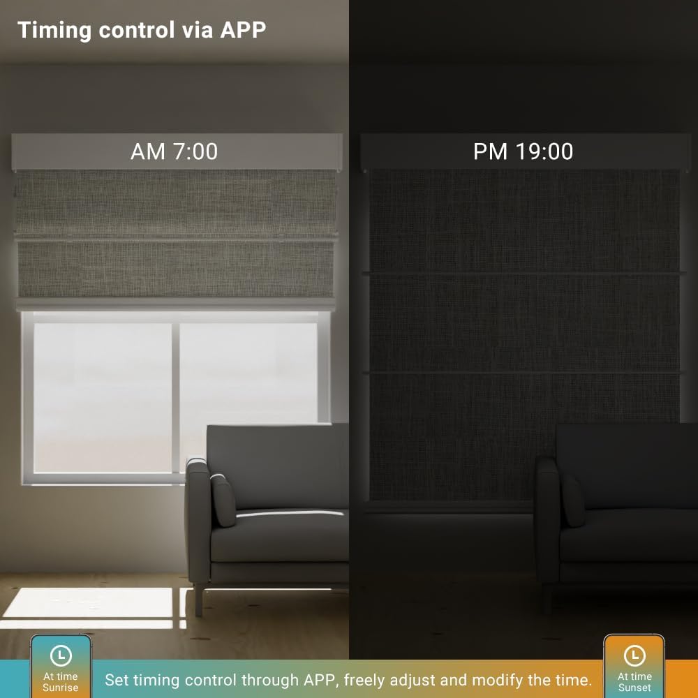 Motorized Roman Shades, 100% Blackout Motorized Blinds, Work with Homekit Thread, Alexa Google Home, Remote Control Roman Shades for Windows Customize (Beige)