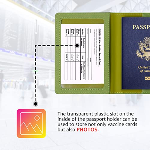 Tigari Passport Holder Travel Bag, Passport And Vaccine Card Holder Combo, Slim Travel Accessories Passport Wallet For Women Men, Leather Passport Cover Protector With Waterproof Vaccine Card Slot #TOP2